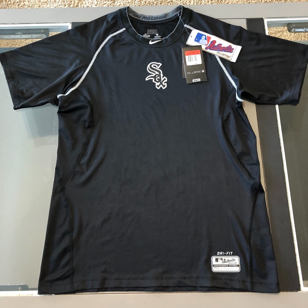 NWT 2012 NIKE DRI-FIT PRO COMBAT HYPERCOOL CHICAGO WHITE SOX PERFORMANCE SHIRT L
